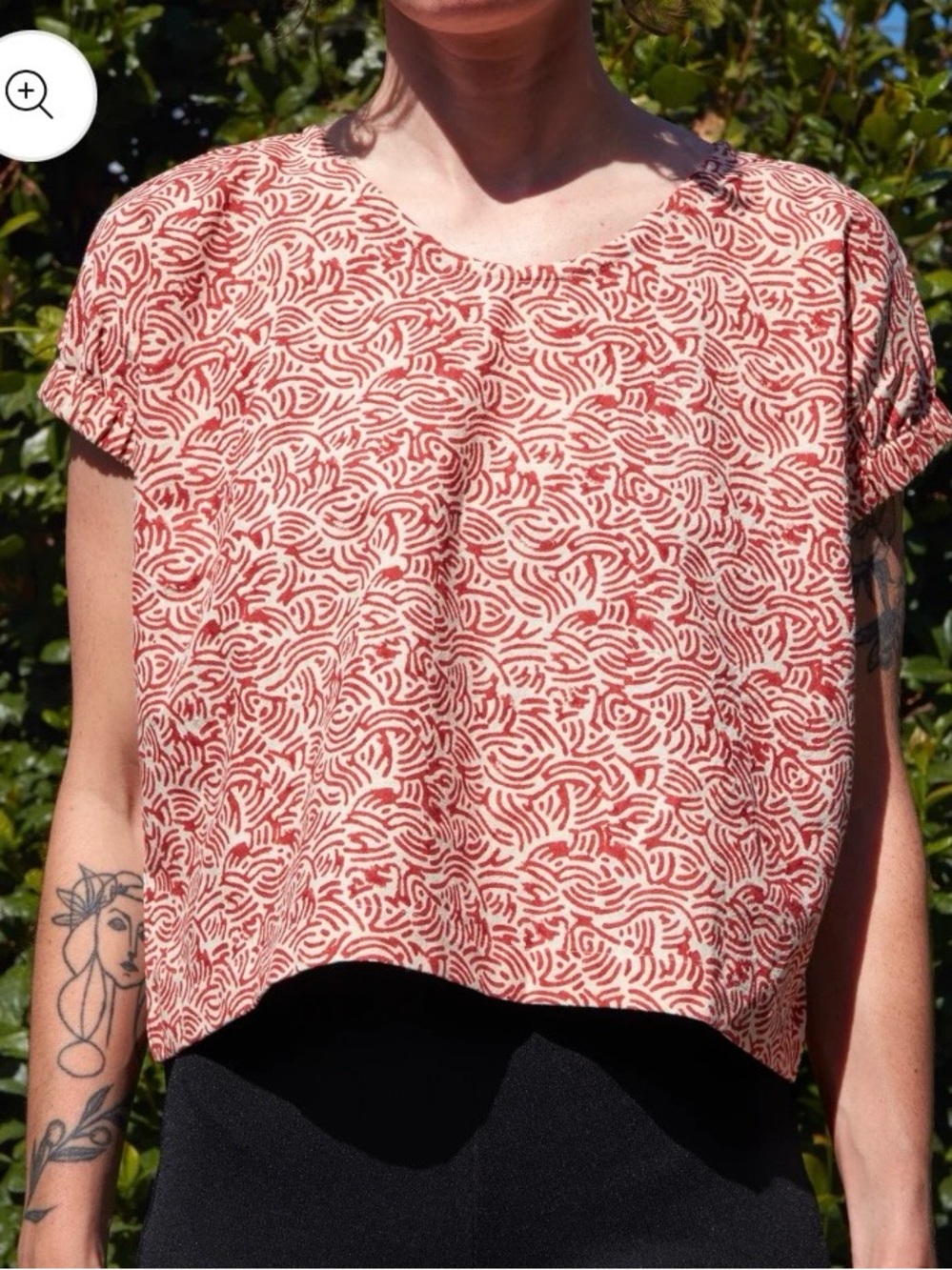 Women's Pink Patterned Scoop-Neck Tunic Top